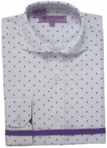 BOYS DRESSY SHIRTS (LONG SLEEVE) 2502510-WHITE BLACK PRINT